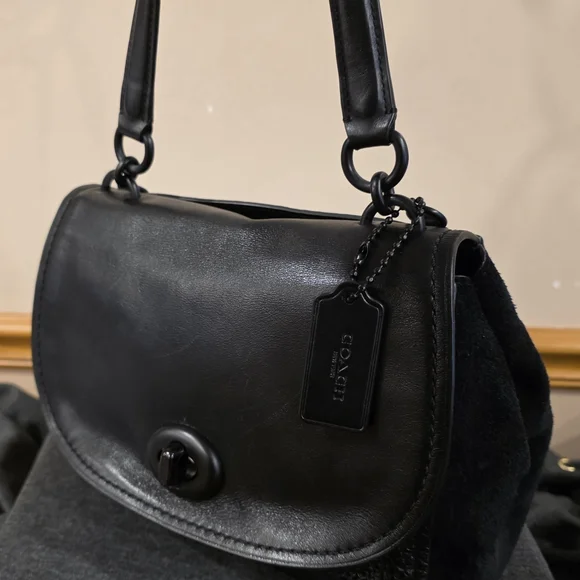 COACH FAYE CARRYALL Black Leather & Suede Satchel. NO CALLOUTS. EUC - Picture 4 of 16